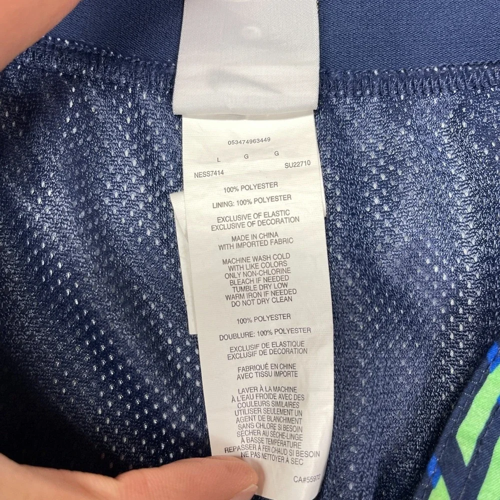 Nike Shorts Mens L Blue Green Patterned Board Swim Trunks Surfer Mesh‎ Lined Y2k